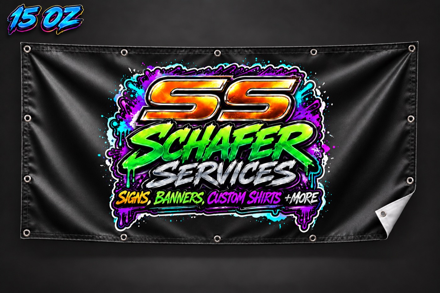 15 oz banner in the red-and-black colourway