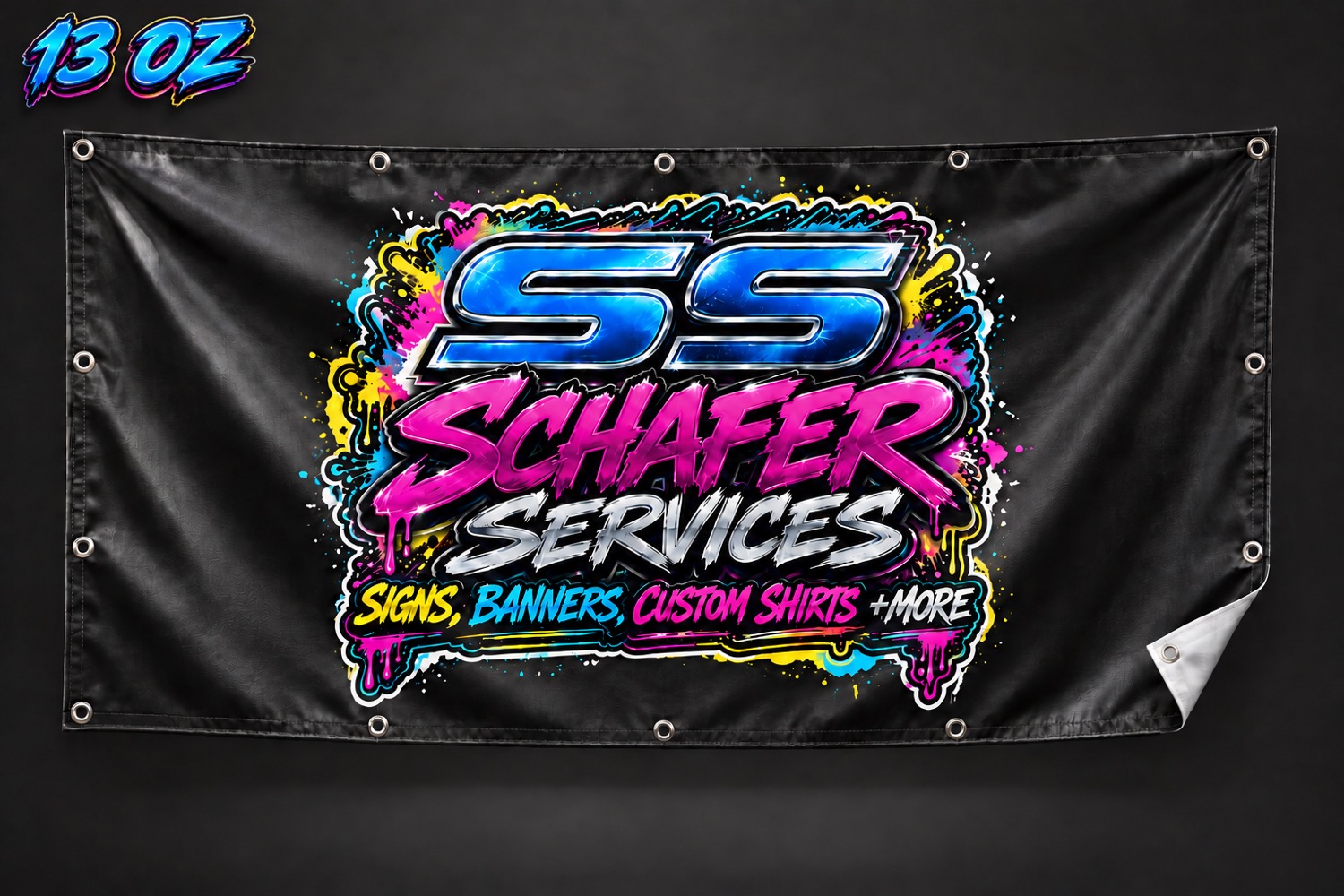 13 oz banner in the red-and-black colourway